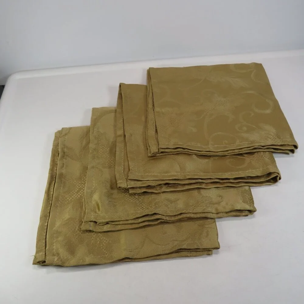 Vintage Gold Jacquard Fabric(4) Dinner Napkins 16.5x16.5